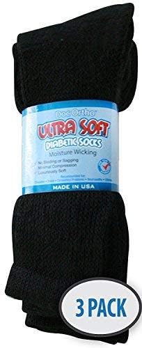 Диабет чорапи Doc Ортопедия Ultra Soft свободно намаляване за мъже и Жени, 3 Двойки, Crew