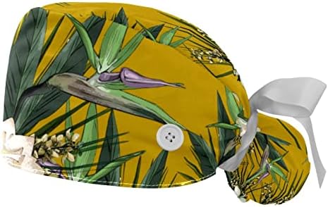 2 Опаковане на Работни шапки за еднократна употреба с Пуговицей и тренировъчната лента, Регулируеми По Цвете Начесанные Шапки-Търкане с Кон опашка