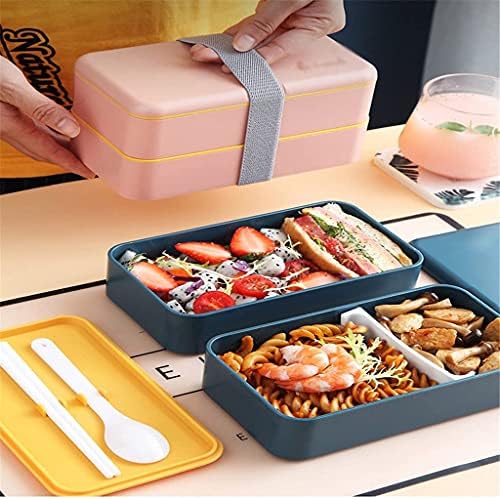 Brotdose Съм Japanischen Stil Doppellagige, Separate Bento-Box Tragbare Mikrowellen-Brotdose Für Kinder Mit Büroangestellter (Color :