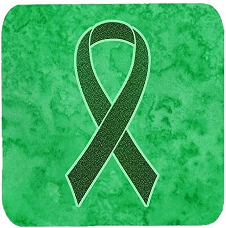Caroline's Treasures Изумрудено-зелена лента за Пенопластовой поставка за информиране за рака на черния дроб (комплект от 4 броя), 3,5 В x 3,5 Ш, многоцветен