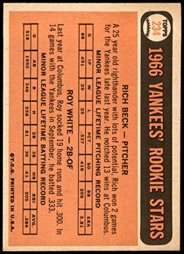1966 Topps # 234 Начинаещи Янкис Рой Уайт /Рич Бек на Ню Йорк Янкис (Бейзболна картичка) VG йорк Янкис