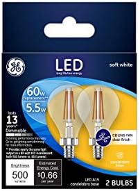 GE Lighting 234660 Led лампа за фен на General Electric мощност 5,5 W, Мека Бяла - 500 лумена и опаковка от 2 броя