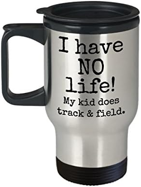 Пътна чаша Track runner за майка или баща подарък - от мен няма живот! My kid does track & field - кафеена чаша с капачка от неръждаема