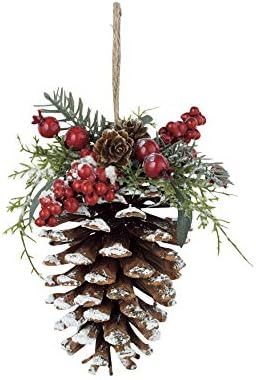 Коледна украса ASCA AX69466-000 Snowberry, Борова Шишарка, 9,4 инча (24 см)