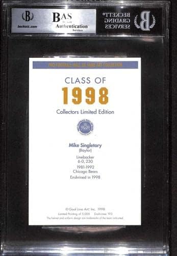 #193 Майк Синглетари - 1989 Футболни картички Goal Line HOF (Звезда) оценката на БГД Auto - Футболни топки с автографи