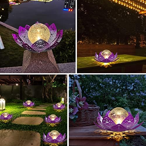 HIYALOT Слънчева Градинска лампа във формата на цвете Лотос, Соларни Лампи за декор на масата на открито, Слънчеви Градински осветителни