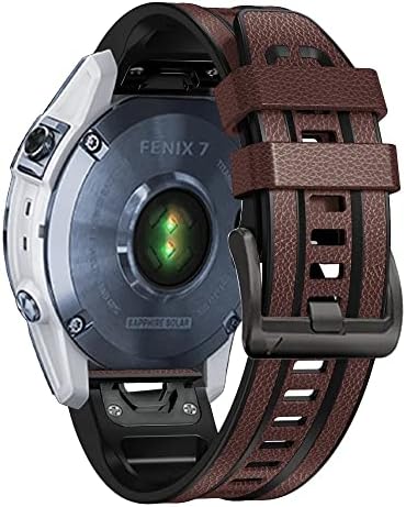 DJDLFA Нов 22/26 мм и каишка за смарт часовници на Garmin Fenix 7 7X6 6X Pro 5 5X Plus 3HR, кожа + силикон гривна Fast Easyfit, гривна (Цвят: N размер: 26 мм, Fenix 3 3HR)