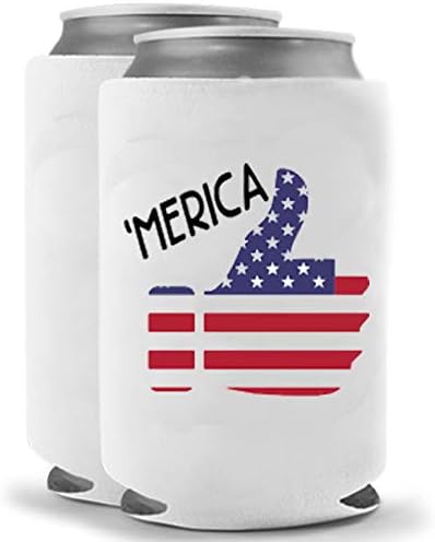 Забавен ръкав за охлаждане на консерви с флага на сащ Merica за напитки - Два (2) комплект за буркани или бутилки с капацитет 12 мл или