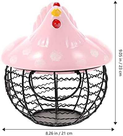 Hemoton Черен Контейнер за Подслон за съхранение на яйцата, Кошница за пресни яйца от Черна Метална мрежа Жично Керамични Титуляр за