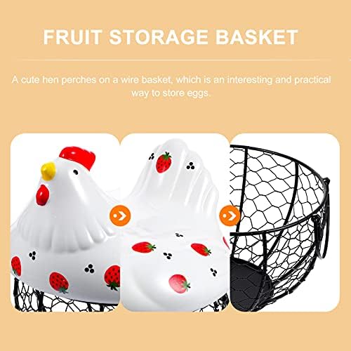 Керамични кошница за съхранение на яйца HEMOTON, ретро жп мрежа, жично опаковка за яйца, рафтове за търговски изложения на продукти,