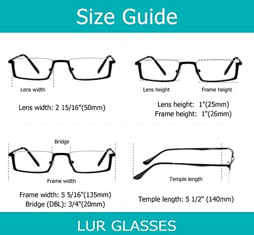 LUR 3 опаковки на метални очила за четене в полукръгла рамка + 4 опаковки класически очила за четене (само 7 двойки ридеров + 1,00)