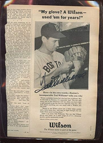 Рекламна страница на списание Тед Уилямс Ръкавица Wilson 1 От Голограммой с Автограф - Ръкавици MLB с Автограф