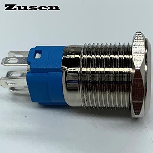 Пръстен Zusen 16 мм 1NO1NC с подсветка За миг нулиране, Бутон превключвател за включване/ изключване - (Цвят: син, напрежение: 110-220