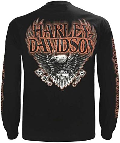 Мъжка риза за екипажа на Harley-Davidson Eagle Piston с дълъг ръкав, Черна 30299947