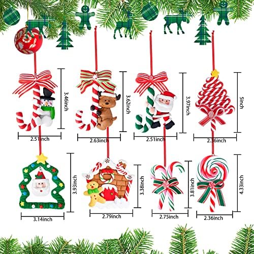8 Броя Коледни Висящи Украшения От Леденцовой Бастуни, Коледен Комплект бижута Във Формата на Леденца на Клечка, Коледни Бонбони, Бижута