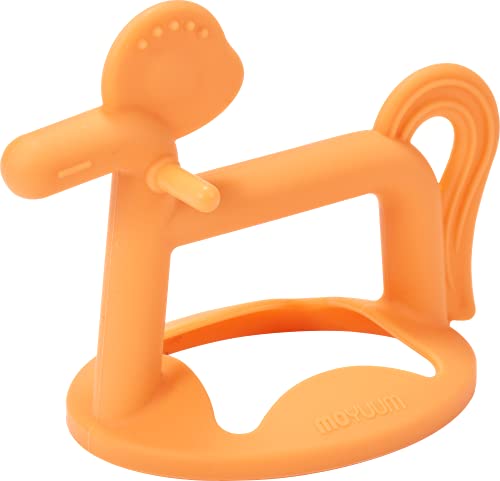 Прорезыватель за зъби MOYUUM Pony - Силикон, Подходящ за чорапи, Детски Дъвчене играчки, Опаковки от 1 (оранжев)