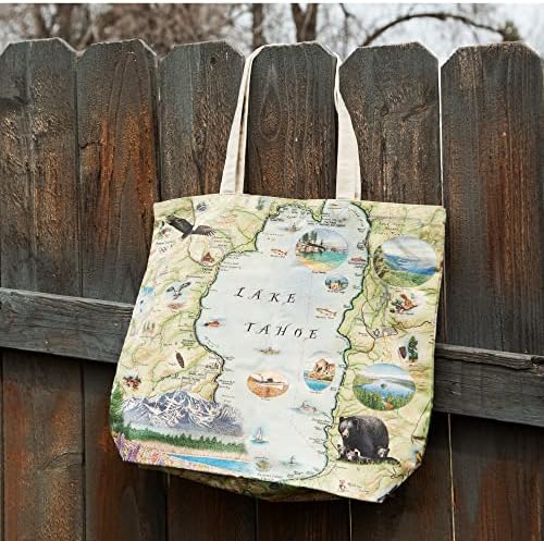 Xplorer Maps Карта на езерото Тахо, Холщовая чанта-тоут с дръжки, Тъканно Чанта за пазаруване на продукти, Множество и дългогодишна bag,