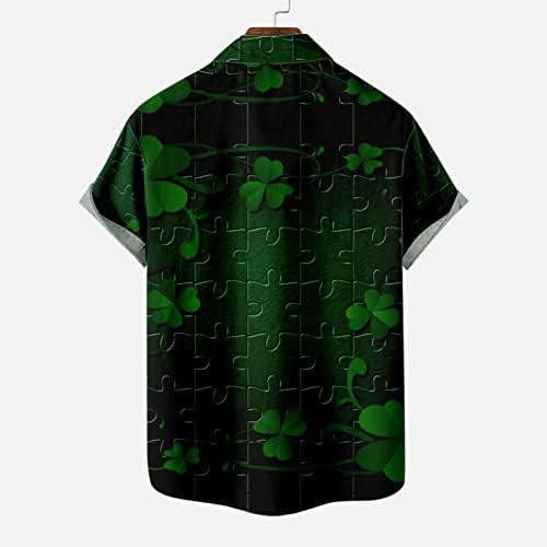Тениски на Деня на Св. Патрик, Мъжки Ризи с ирландски Трилистником, Хавайски Ризи с копчета, Блуза, Всекидневни Пуловер С Къс Ръкав