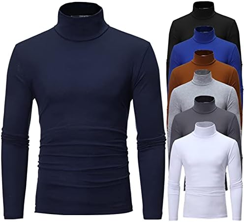 Realdo Мъжка Мода Термальность Оформление Поло Тениски с Дълъг Ръкав Ежедневното Slim Fit Участък от Основния Дизайн Baselayers Върховете