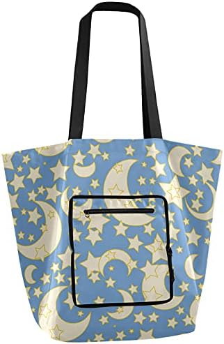 Сгъваема Чанта за пазаруване ALAZA Moon and Stars Синя Водоустойчива чанта-тоут