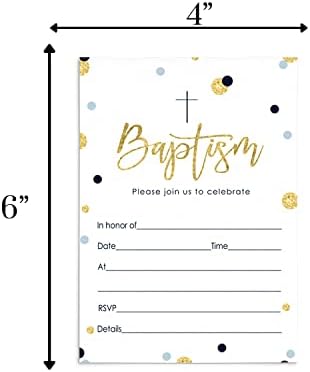 Покана за Кръщение за момчета в пликове (15 пакети) Празни покани за Кръщене, Церемония по именуване, Посвещение, Потвърдени, Причастието