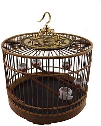 РАЗЗУМ Голяма Клетка за птици, Външна и Вътрешна Клетка за птици Бамбук Луксозна Вила За Птици Китайски Стил Ретро Дизайн Диаметър 29