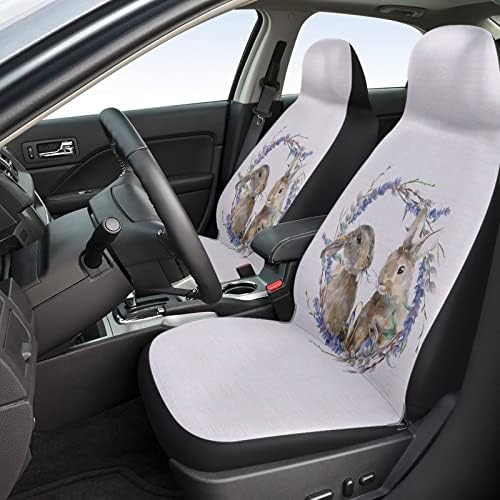 YOUNGKIDS Калъфи за автомобилни седалки с принтом Зайче Великден, Комплект от 2 теми, Универсална Възглавница на Предната седалка на