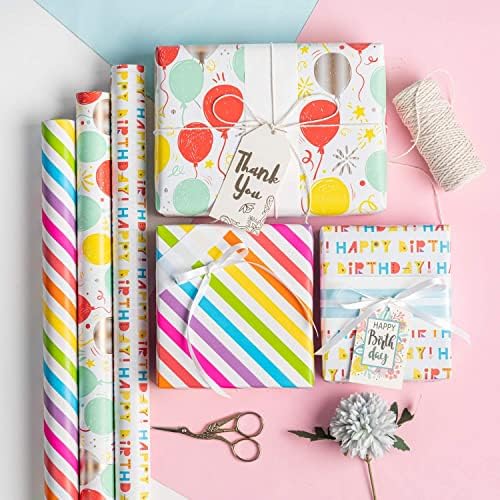 MAYPLUSS 2 опаковки, опаковъчна хартия за рожден ден - Мини ролка - 17 × 120