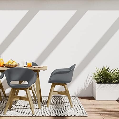 Съвременен стол за хранене SIMPLIHOME Кона от пластмаса (комплект от 2 теми) сив цвят Камъчето за хранене