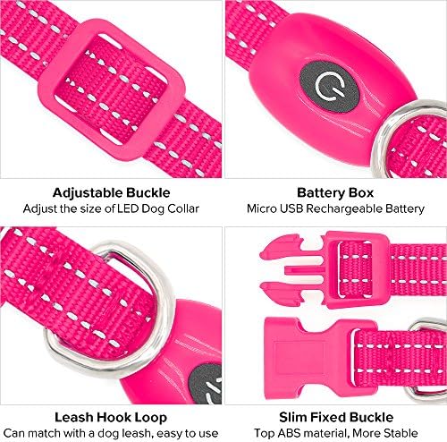 Candofly Отразяваща led нашийник за кучета с подсветка, Нашийници за кучета, USB Акумулаторна Нашийник за Кученца, Здрав Найлонов нашийник