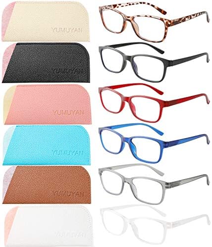 YUMUYAN, 6 комплекта Очила за четене, Нападение от Синя светлина, за жени и Мъже, Леки Компютърни Ридеры със защитата от напрежение в