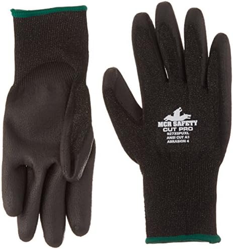 Ръкавици MCR Safety 92733PUXL Memphis Cut Pro, 13-Ти Калибър, Черно HPPE / Синтетична обвивка, Черна изкуствена длан / палец, X-Large,