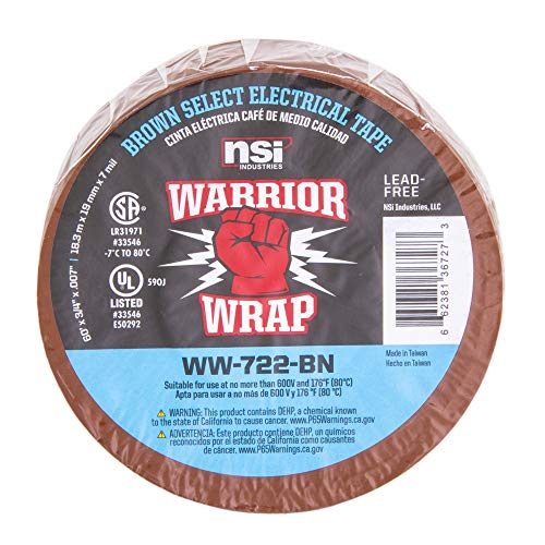 Vinyl тиксо NSI WarriorWrap Select 3/4 инча x 60 фута 7 mils, Кафяв