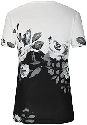 Дамски Есен-Лятна Риза, Дрехи с Къс Ръкав, Модни Памучен Ежедневна Блуза с V-образно Деколте и Графичен Дизайн на Тениска за Момичета