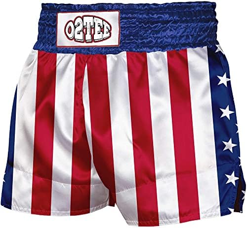 O2TEE Унисекс Американски Флаг Традиционните Стилове Муай Тай, къси Панталони за Мъже, Жени Тренировка
