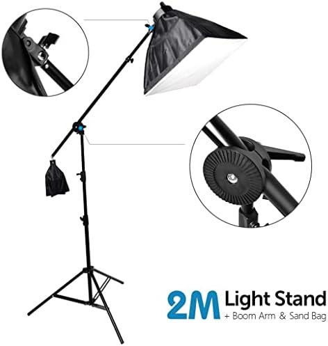 SLATIOM 3375w Комплект Софтбокса за фото студио Studiolighting Бум Arm Поставка за фоново осветление + Рефлектор 5в1 за фотография (Цвят: