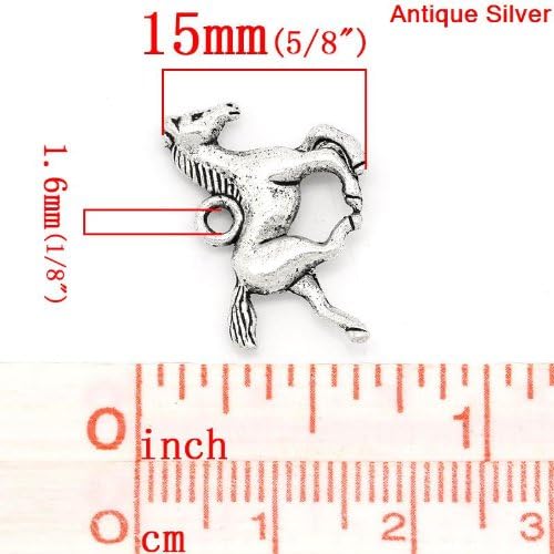 JGFinds медальони с изображение на кон за производство на бижута за конна езда, сребърен тон, 95 бр. в опаковка