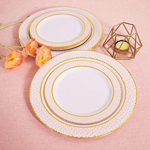 Liacere 102 бр. розови Пластмасови чинии - чинии за Еднократна употреба от розово злато включват 51 бр. розови и златни заведения за
