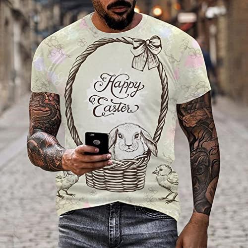 2023 Нова Мъжки Великден Модни и Ежедневни Атрактивна Тениска с Цифрово 3D Принтом, Кръгло деколте и Къси Ръкави, Топ