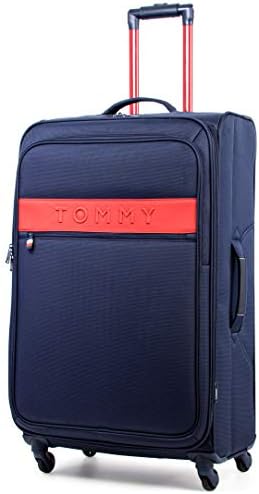 Куфар Tommy Hilfiger с меки стени количка – Малък багаж за пътуване от първа необходимост, Тъмно синьо, 24 инча