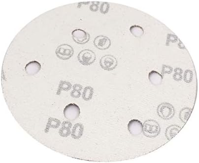 X-DREE 20pcs Абразивни дискове със шкурка 80 на 6 дупки, шлифовъчни дискове с куки и вериги Кафяво (20pcs 80 Абразивни дискове с 6 дупки
