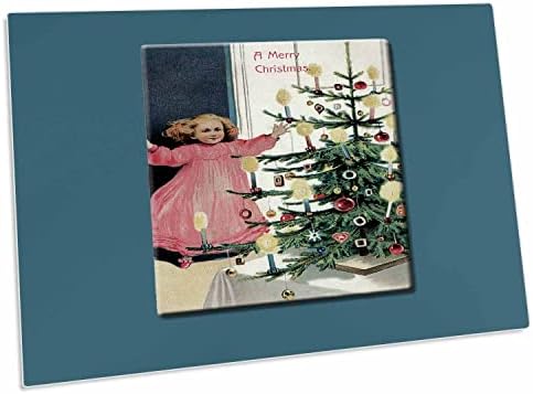 3 Дайте Весела Коледа Малко момиченце и викторианската коледната елха. - Подложки за работния плот (dpd-153521-1)