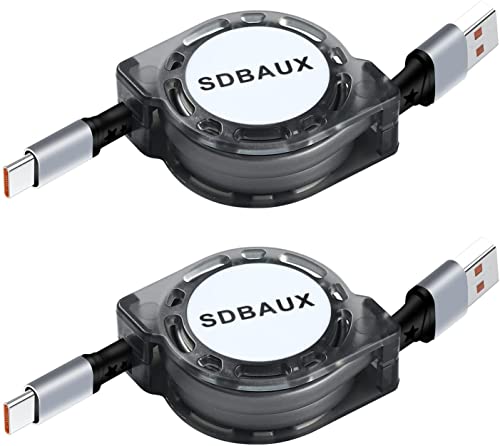 SDBAUX Прибиращ се USB кабел C 2 бр 3,3 метра, кабел за зарядно устройство USB A-Type-C QC 3.0 Бързо Зареждане на Синхронизация на данни