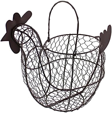 Държач за Кокоши яйца Rural365 - Кафяв Декоративна Метална Кошница с Дръжка, Декоративна Метална Кошница за Яйцата, за Кухня или Всекидневна