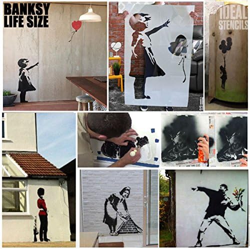Шаблони за графити с крысой Banksy - the rat Рисувани във формата на Сърце / за многократна употреба Шаблони за Дома и художествени занаяти