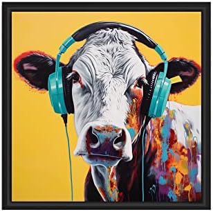 Плакат с изображение на крава в слушалките в стил поп-арт, арт принт с изображение на крава, сладък подарък и декор за любителите на