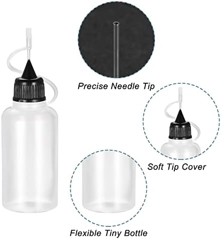 Точност Пластмасов Апликатор за бутилки с върха на иглата MECCANIXITY с Черен Капак за DIY, Почистване, Ремонт, Течности, 30 мл, 5 опаковки