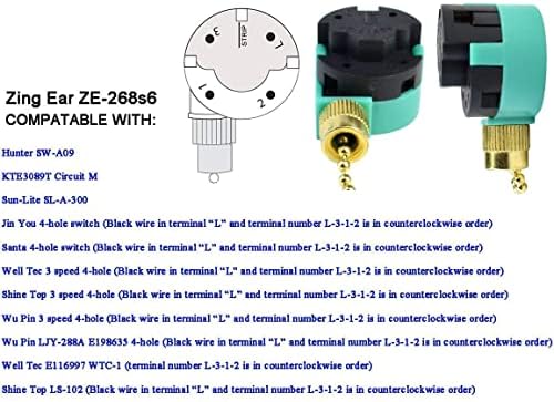 Тавана Ключа за вентилатора на ЗЕ-268S6 3-Високоскоростен 4-Проводный Бронзов Zing Ear За Вентилатори, Лампи и Стенни осветителни Тела,