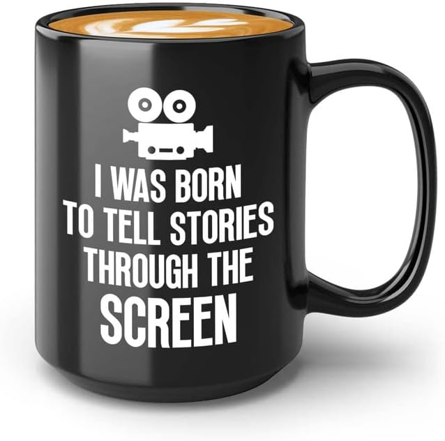 Кафеена чаша режисьора 15 грама Черен - да разказваме истории чрез екран Подаръци на режисьора Изсечен Обектива на Камерата Подпори Режисьор