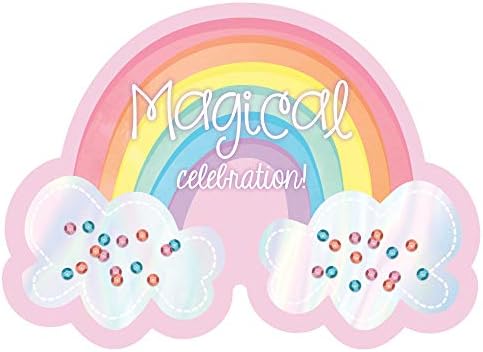 Хартиени покани с изрезки Amscan Magical Rainbow - 3 3/4 x 6 | Цветни | Опаковка от 8 броя